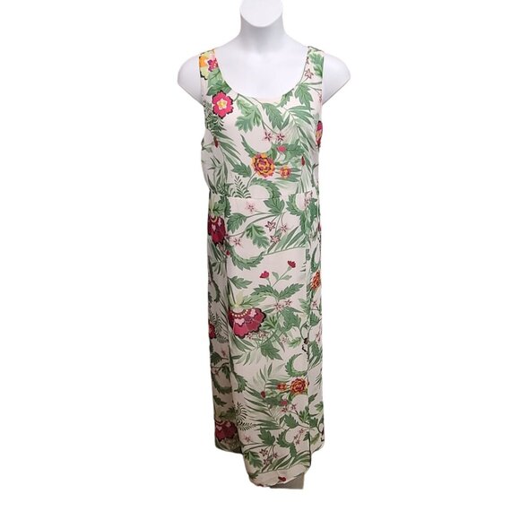 Kate  Mallory Womans 1X Floral Print Maxi Dress Draped Back Front Slits … - Picture 1 of 8